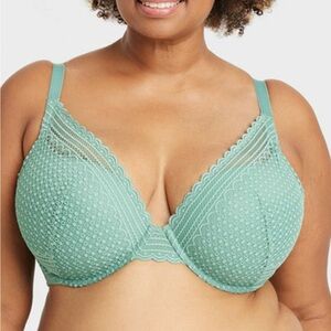 Auden Lace Pushup Underwire Padded Bra in Sea Foam Green Size NWT